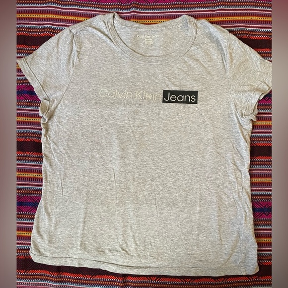 Calvin Klein Top,Calvin Klein Gray Logo Tee - Picture 9 of 9